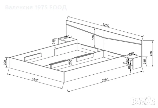 Спалня с нощни шкафчета Сити 2007 сонома и орех адмирал, снимка 3 - Спални и легла - 20977736
