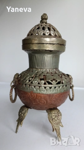Тибетска, медна , старинна кадилница ,съд за прекадяване на тамян., снимка 11 - Декорация за дома - 53276414