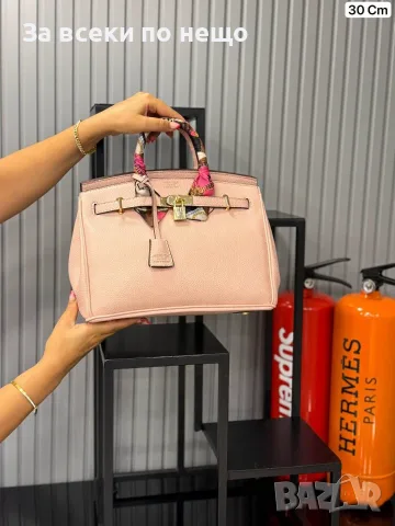 Hermes Birkin Луксозна Дамска Чанта С Декоративен Шал - Различни Цветове Код SEM-795, снимка 8 - Чанти - 56121497