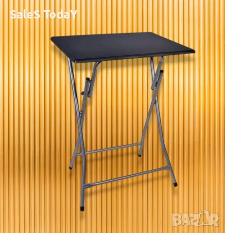 Сгъваема маса, Черна, Метална, MDF, 8x38x65см