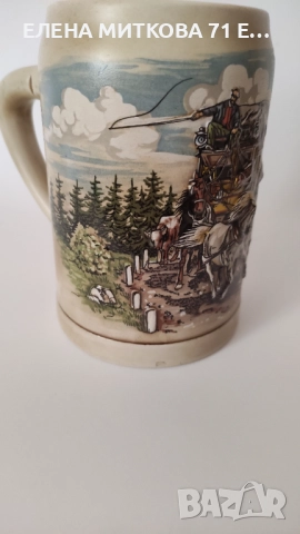 8 бр. немски винтидж халби ръчна изработка , с релефно изображение на дилижанс в планината, снимка 15 - Антикварни и старинни предмети - 51733340