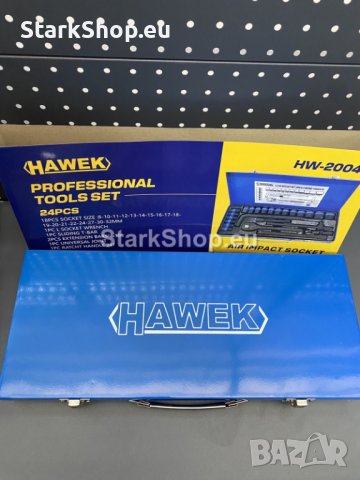 Професионално гедоре 24 части с ударни вложки в метален куфар Hawek, снимка 3 - Гедорета - 41696905