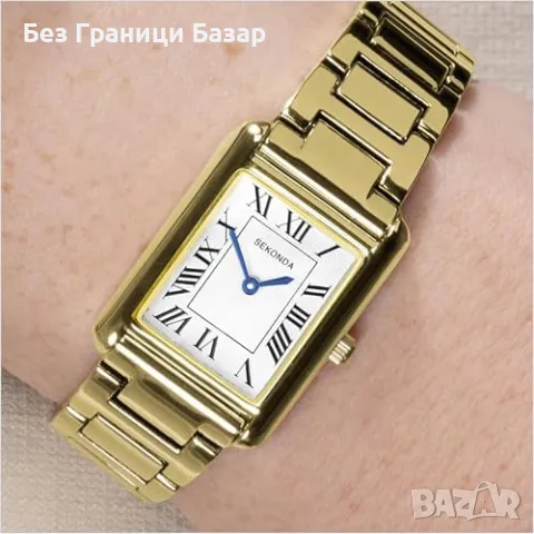 Нов Елегантен Sekonda Часовник женски Дамски Златист 22мм Римски Цифри