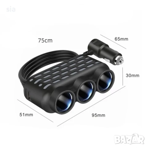 Разклонител за запалка с 3 гнезда , снимка 4 - Аксесоари и консумативи - 51261376