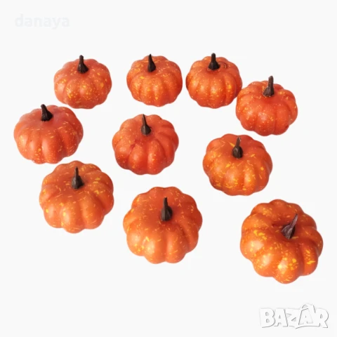 6068 Изкуствени тикви за декорация и украса, 10 броя, снимка 5 - Изкуствени цветя - 51378553