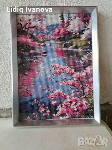 Диамантен гоблен пролет-готов и рамкиран, снимка 2 - Гоблени - 50812544