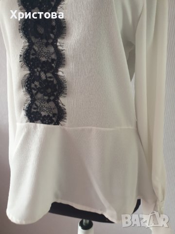 Нова с етикет! Бяла риза с дантела - 18,00лв., снимка 3 - Ризи - 42666357