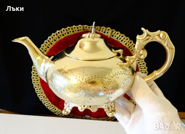 Английски чайник,кана никелово сребро,рококо. , снимка 11 - Антикварни и старинни предмети - 34624513