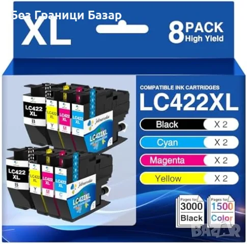 Нови LC422XL мастилени касети за Brother MFC-J5740DW J5340DW 8 броя за принтер печат мастило
