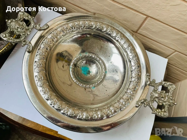 Красива фруктиера на столче от Англия с 2 дръжки, снимка 2 - Антикварни и старинни предмети - 53473729