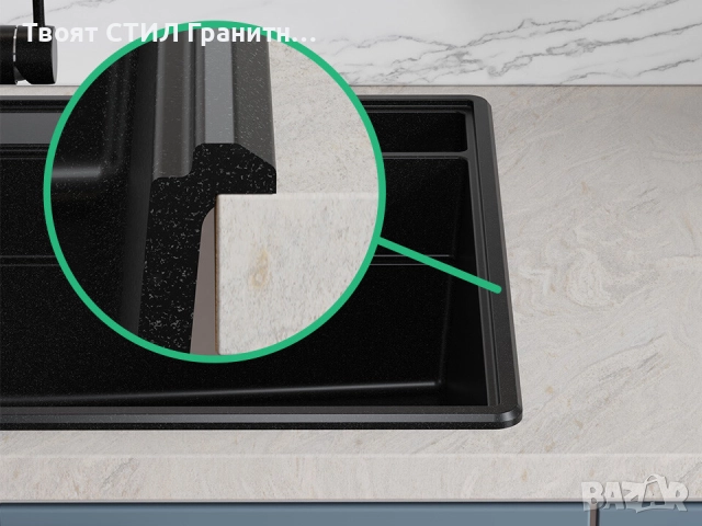 Черна кухненска гранитна мивка Ню Йорк 80 Multispace 780 x 530 мм -22% Ново, снимка 7 - Мивки - 51834704