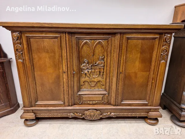 Комод, скрин, бюфет, шкаф с дърворезба , снимка 10 - Шкафове - 49358679
