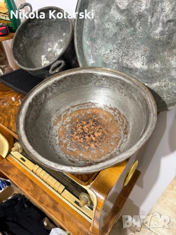 Старинки, медни/бакърени тенджери, синия, синджир и букай, снимка 6 - Антикварни и старинни предмети - 53252774