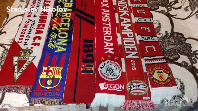 Футболни шалове на Олимпиакос, Интер, Аякс, Барселона, Ман. Юнайтед, снимка 11 - Футбол - 39214457