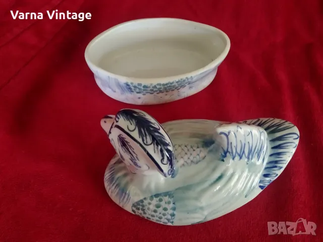 Стар порцеланов съд с капак във формата на пате, снимка 7 - Антикварни и старинни предмети - 49815314