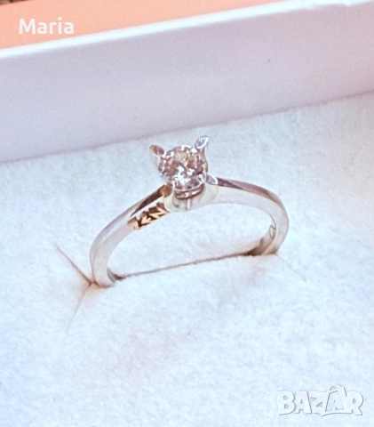 Дамски пръстен бяло злато и диамант, снимка 5 - Пръстени - 52470770