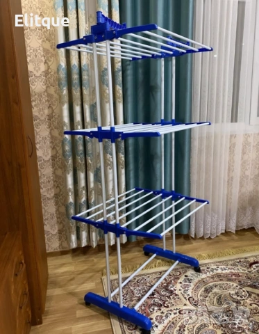 Сгъваем сушилник за дрехи на колелца – практична стойка за сушене на пране, снимка 3 - Други стоки за дома - 53016490