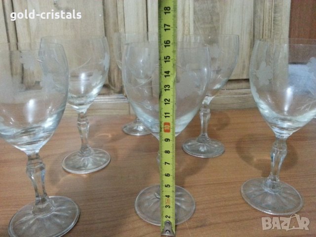  Ретро стъклени чаши гравирани , снимка 2 - Антикварни и старинни предмети - 34718976