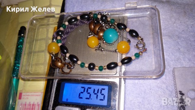ДВЕ ФЕШЪН - АРТ ХЕНД МЕЙД НЕЖНИ ГРИВНИ от ПОЛУСКЪПОЦЕННИ КАМЪНИ ХЕМАТИТ ТОПАЗ и Др. 34317, снимка 2 - Гривни - 38949770