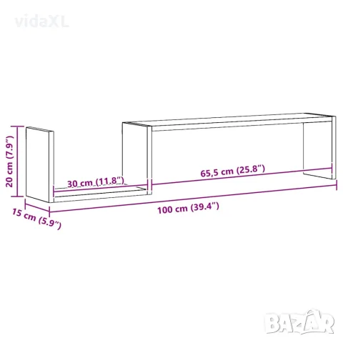 vidaXL Стенни рафтове, 2 бр, бели, 100x15x20 см, инженерно дърво, снимка 8 - Ракли - 56147789