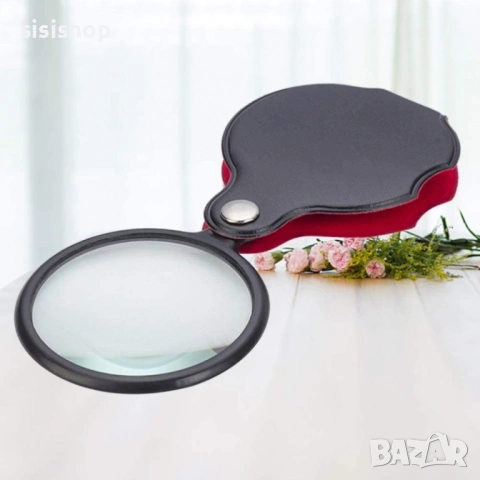 Сгъваема джобна лупа с 8Х увеличение и кожен калъф 3099, снимка 3 - Други стоки за дома - 53610552