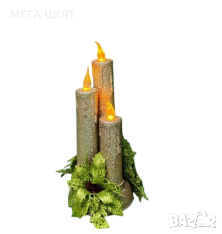 Коледна магия с три бляскави LED свещи, снимка 3 - Декорация за дома - 52587262