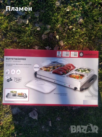 Уред за загряване на храна бюфет топла витрина бен мари 300W 4 к-ра