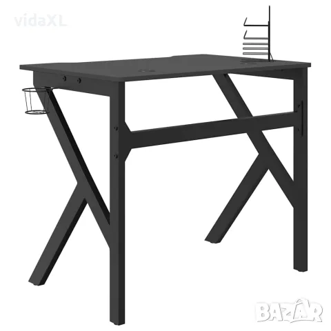 vidaXL Гейминг бюро с K-образни крака, черно, 90x60x75 см, снимка 6 - Бюра - 56146846