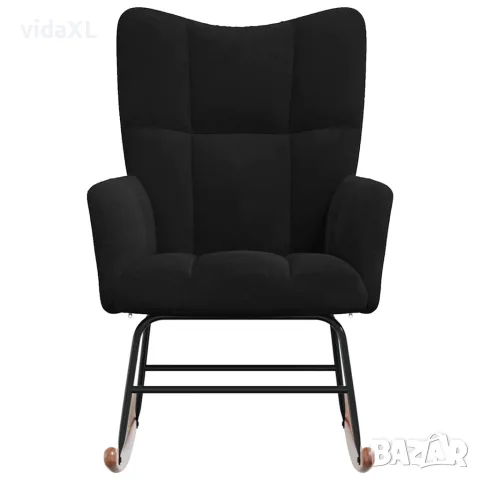 vidaXL Люлеещ стол, черен, кадифе, снимка 4 - Столове - 56146962