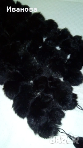 Черен шал от естествена кожа, снимка 3 - Шалове - 53195909