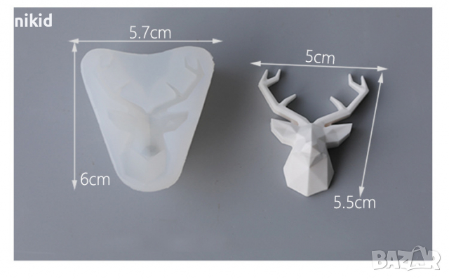 3D геометричен елен глава калъп силиконов молд форма декор шоколад фондан украса гипс сапун смола, снимка 2 - Форми - 36164701