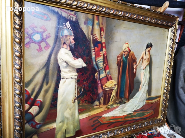 Картина масло-Rudolf Ernst/Търговец продава робиня на султан Baezit 2/, 20 000 €, снимка 11 - Картини - 52126926