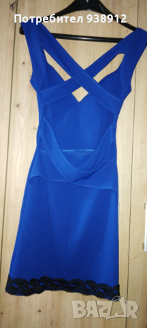 Дамска тъмно синя рокля, снимка 2 - Рокли - 44698422