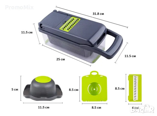 Мултифункционално кухненско ренде Prokitchen DE-QCQ-14A-XBS Grater 13в1 Мулти ренде Кухненско ренде, снимка 7 - Други - 48141552