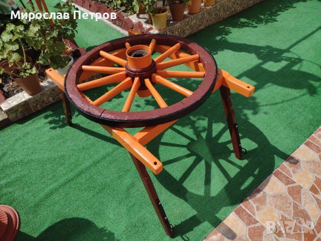 Цветарник от колело на каруца.УНИКАТ.Може само колелото., снимка 5 - Градински мебели, декорация  - 30369519