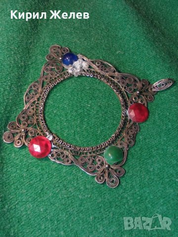 СТАРИННО СРЕБЪРНО УКРАШЕНИЕ ФИЛИГРАННО СРЕБРО ВИСОКА ПРОБА със ЗАЛЕПЕНИ по НЕГО СТАРИ КАМЪНИ 29137, снимка 4 - Антикварни и старинни предмети - 41638188