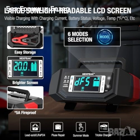 Ново Интелигентно зарядно за акумулатори 12V/24V LiFePO4 AGM GEL 20A, снимка 5 - Друга електроника - 52502725