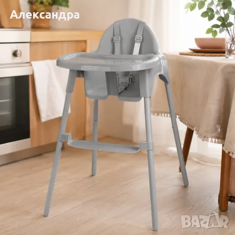 Детско столче за хранене, сиво, снимка 5 - Столчета за хранене - 55799285