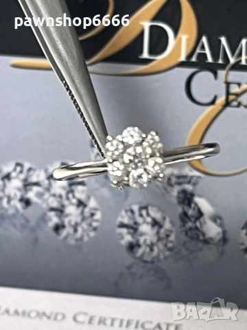 Златен пръстен 18К бяло злато с диаманти – елегантност с характер, снимка 2 - Пръстени - 53656209