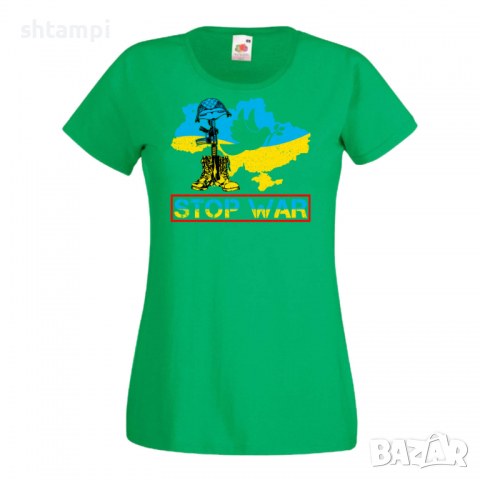Дамска тениска STOP WAR  подкрепям Укркайна, против Войната, снимка 2 - Тениски - 36114725