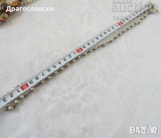 зелен гердан от ръчно стъкло, броеница стара, гердан, перли, обеца, обици, стойка, снимка 8 - Други - 47839005