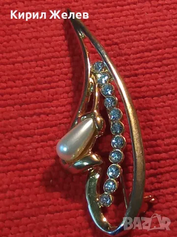 ПРЕКРАСНА ПОЗЛАТЕНА ПЕРЛЕНА БРОШКА с ИСКРЯЩИ ФАСЕТИРАНИ КРИСТАЛИ ВИНТИДЖ БИЖУ 45612, снимка 12 - Други - 46232111