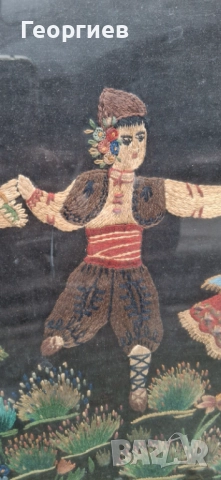 Стара картина с рамка, изтъкана от конци (гоблен), снимка 7 - Гоблени - 51990365