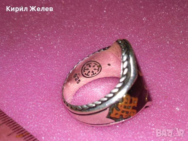 KAR 925 ПИРАТСКИ АВТОРСКИ ЕМАЙЛИРАН СРЕБЪРЕН ПРЪСТЕН СРЕБРО 925 РЪЧНА МАЙСТОРСКА АРТ ИЗРАБОТКА 43080, снимка 5 - Пръстени - 44390827