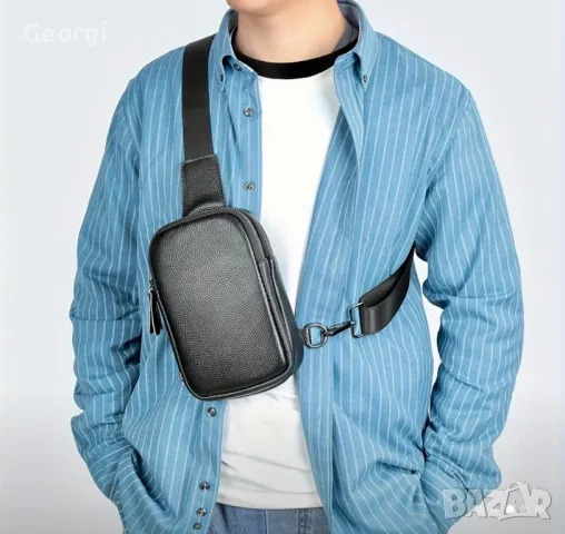 Компактна и Удобна лятна дисплей чантичка /Черна естествена кожа!, снимка 2 - Чанти - 49295877