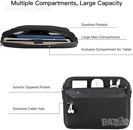 Нова черна чанта за лаптоп работа пътуване Преносим калъф iPad  Samsung, снимка 5 - Калъфи, кейсове - 41875365