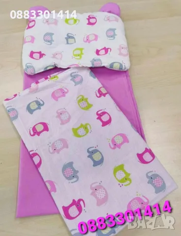 Комплект за количка бебешки с възглавница, одеяло и чаршаф за бебе, снимка 8 - Спално бельо и завивки - 47806667
