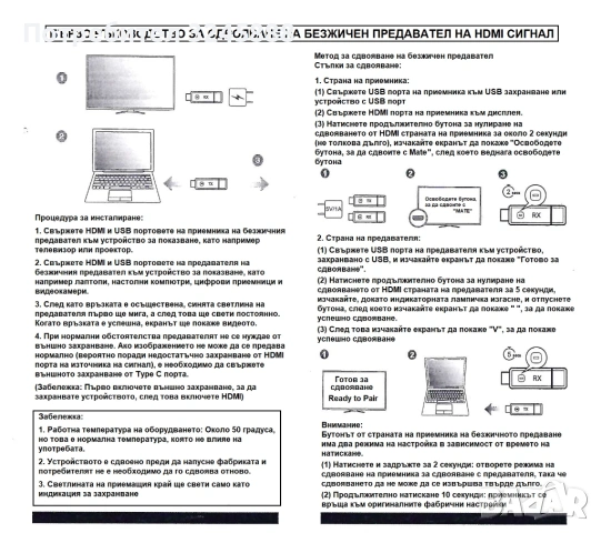 Нов HDMI безжичен предавател предава сигнал HD 1080р на 30 метра, снимка 3 - Друга електроника - 53418306