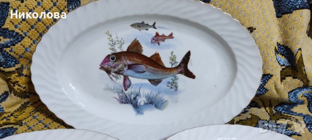 Български порцеланов рибен сервиз , снимка 4 - Сервизи - 39544425