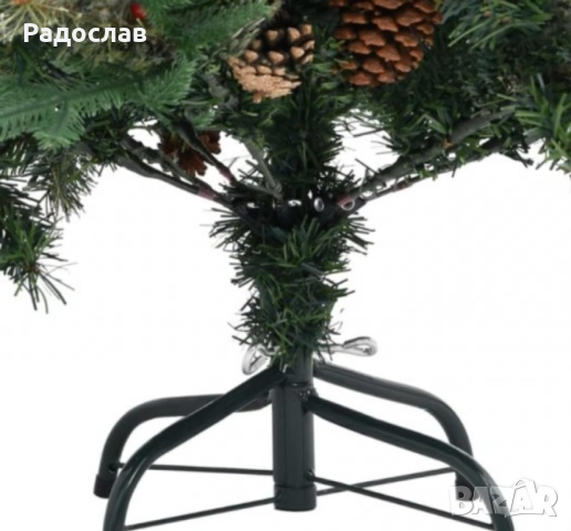 Изкуствена елха Luxury Diamond с червен глог и шишарки, снимка 3 - Декорация за дома - 52336584